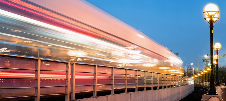 Moving tram car
