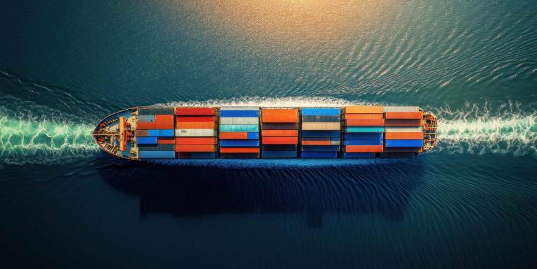 Container ship sailing across the ocean