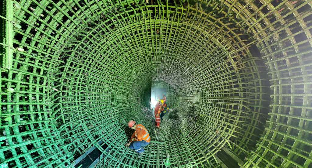 Rebar assembly underway for Cross Passage 3 within the Karnaphuli River Tunnel.