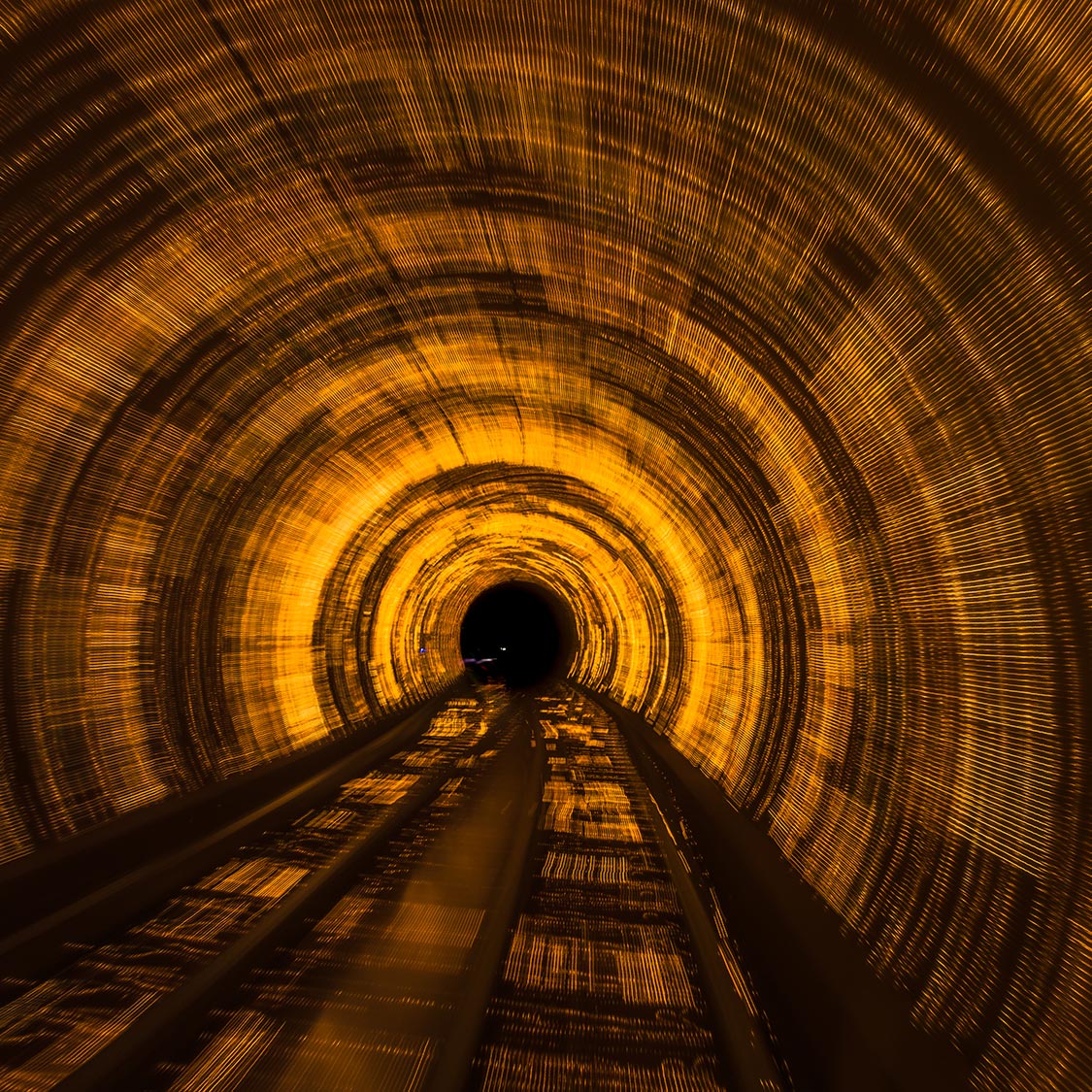 Railroad track tunnel